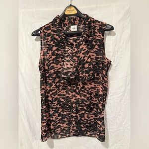 CAbi 9 to 5 pink Camo Animal Print Sleeveless Blouse